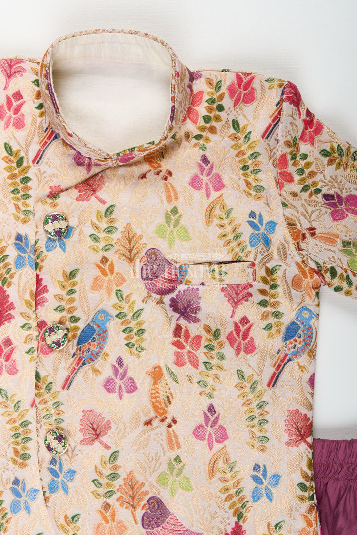 Printed kurta pajama set for boys ideal for ethnic day and family celebrations