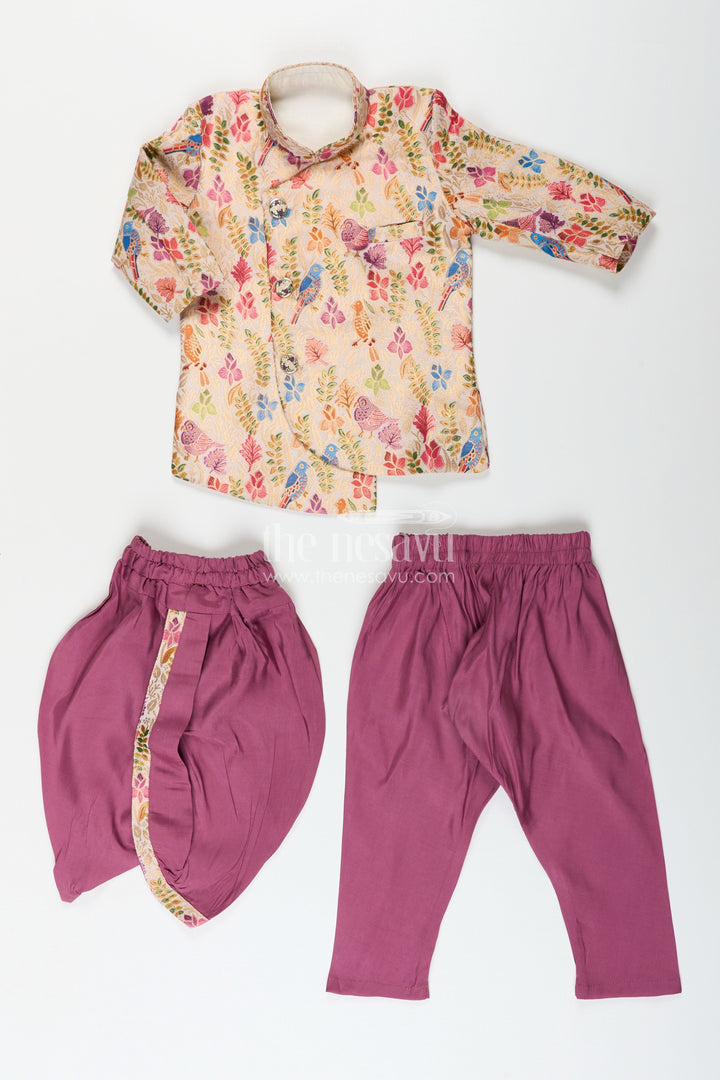 Printed kurta pajama set for boys ideal for ethnic day and family celebrations
