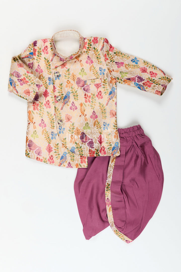 Printed kurta pajama set for boys ideal for ethnic day and family celebrations