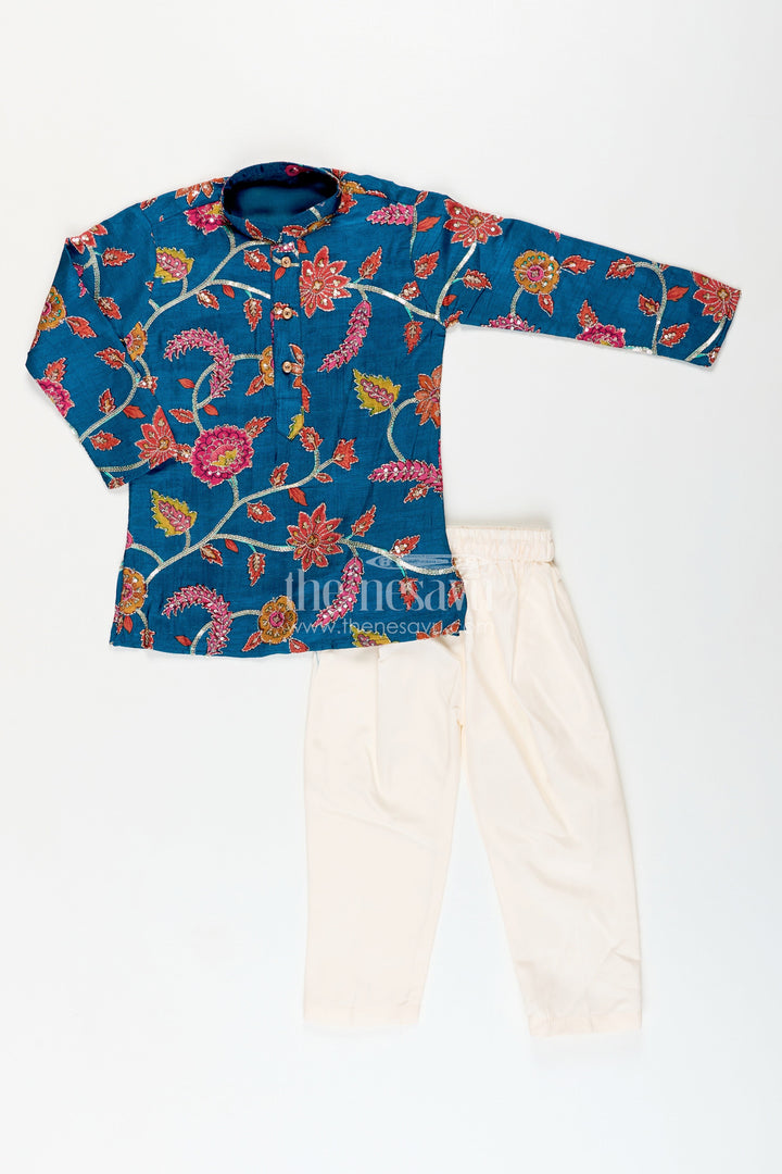Boys kurta set with embroidery for festivals and formal occasions