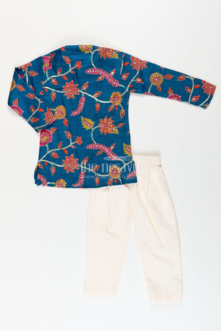 Boys kurta set with embroidery for festivals and formal occasions
