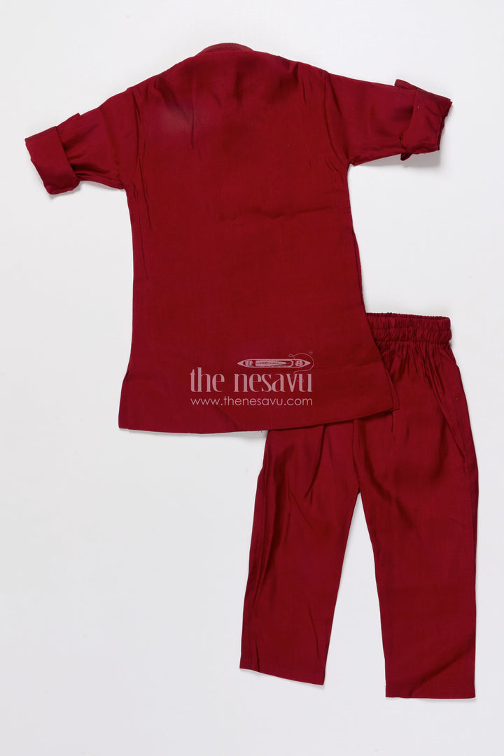 Boys Ethnic Jacket Set with Printed Silk Layer for Festive Celebrations