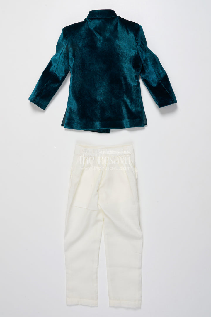 Boys Velvet Sherwani Set with Stone Work for Weddings and Receptions