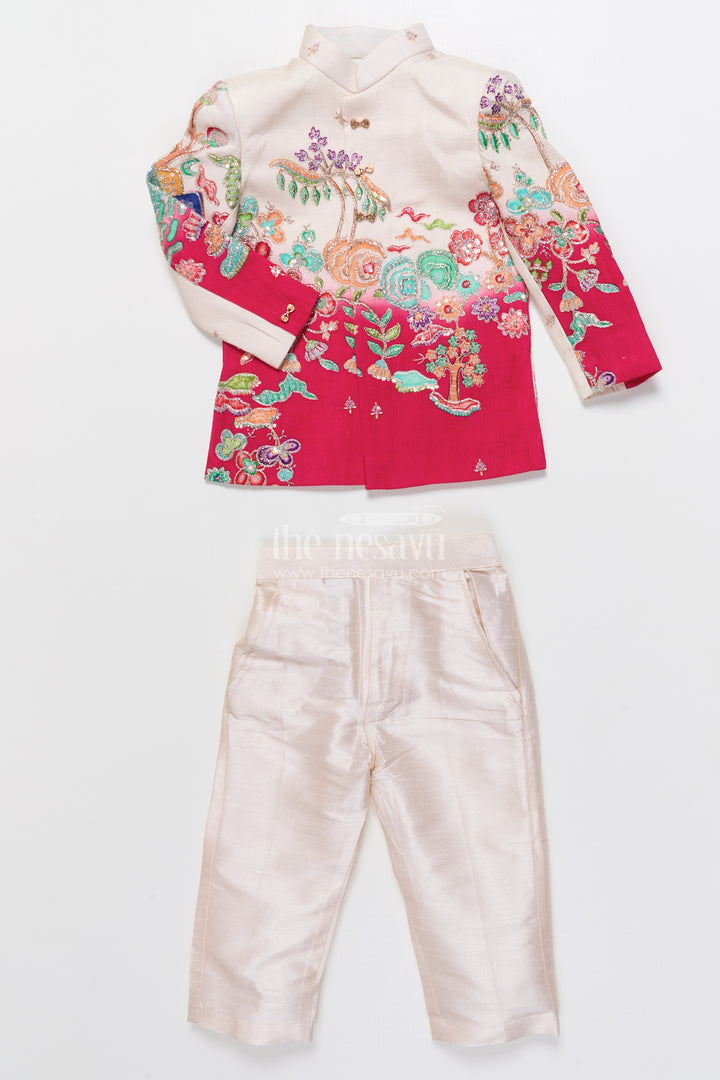 Embroidered Boys Sherwani Set for Festive Weddings and Cultural Functions