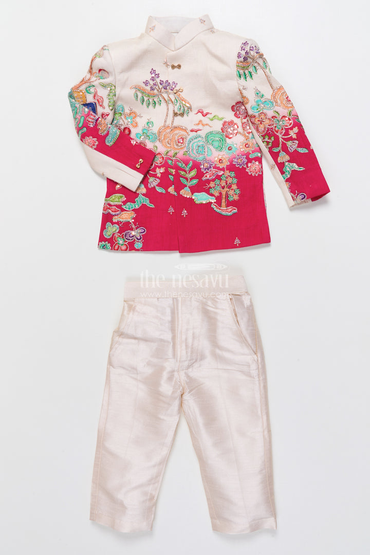 Embroidered Boys Sherwani Set for Festive Weddings and Cultural Functions