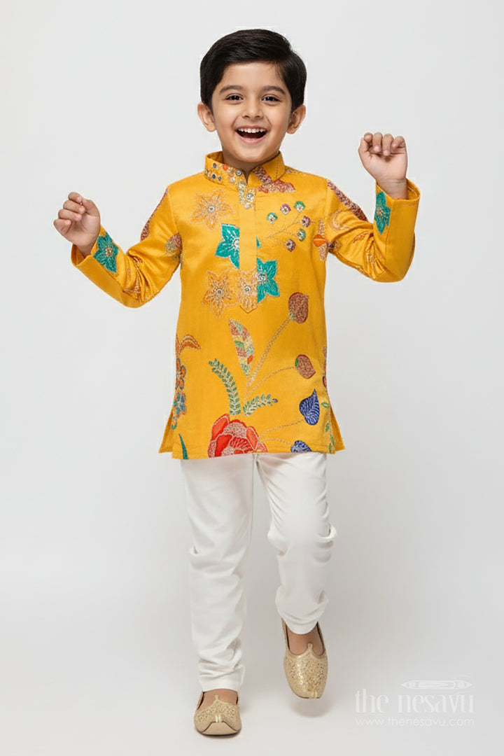Designer Embroidered Boys Kurta Set for Festive Occasions and Family Gatherings