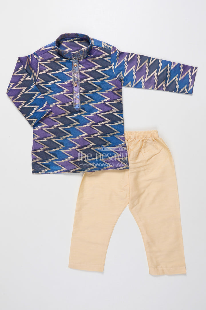 Boys Kurta Set with Banarasi Weave Design for Wedding and Ethnic Day