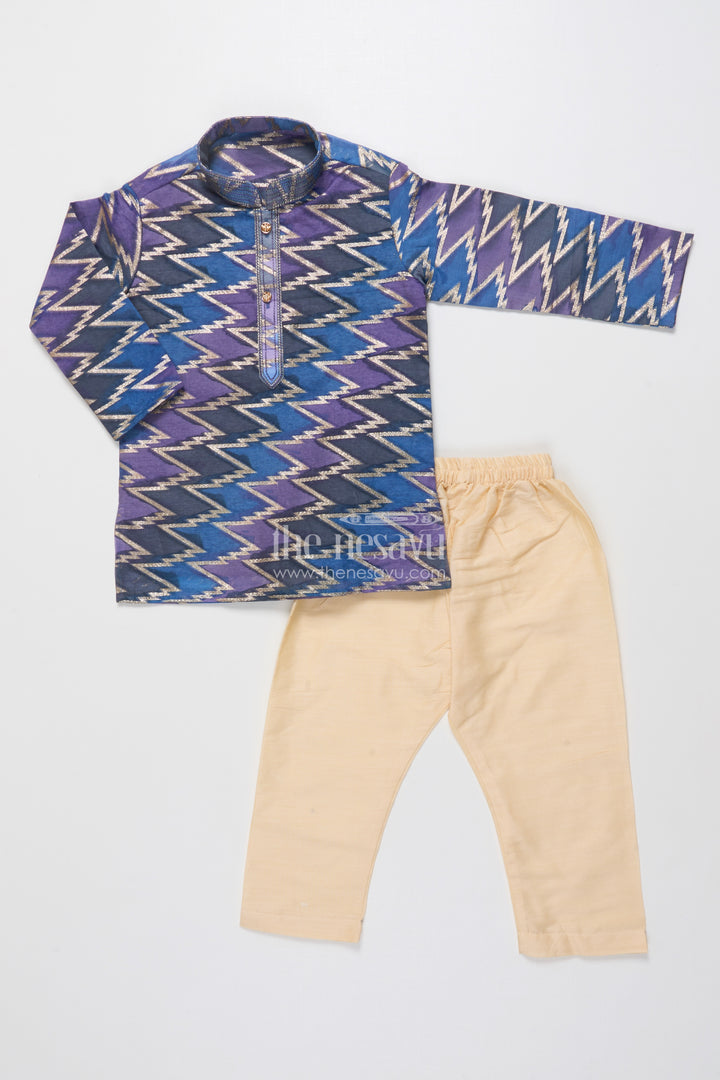 Boys Kurta Set with Banarasi Weave Design for Wedding and Ethnic Day