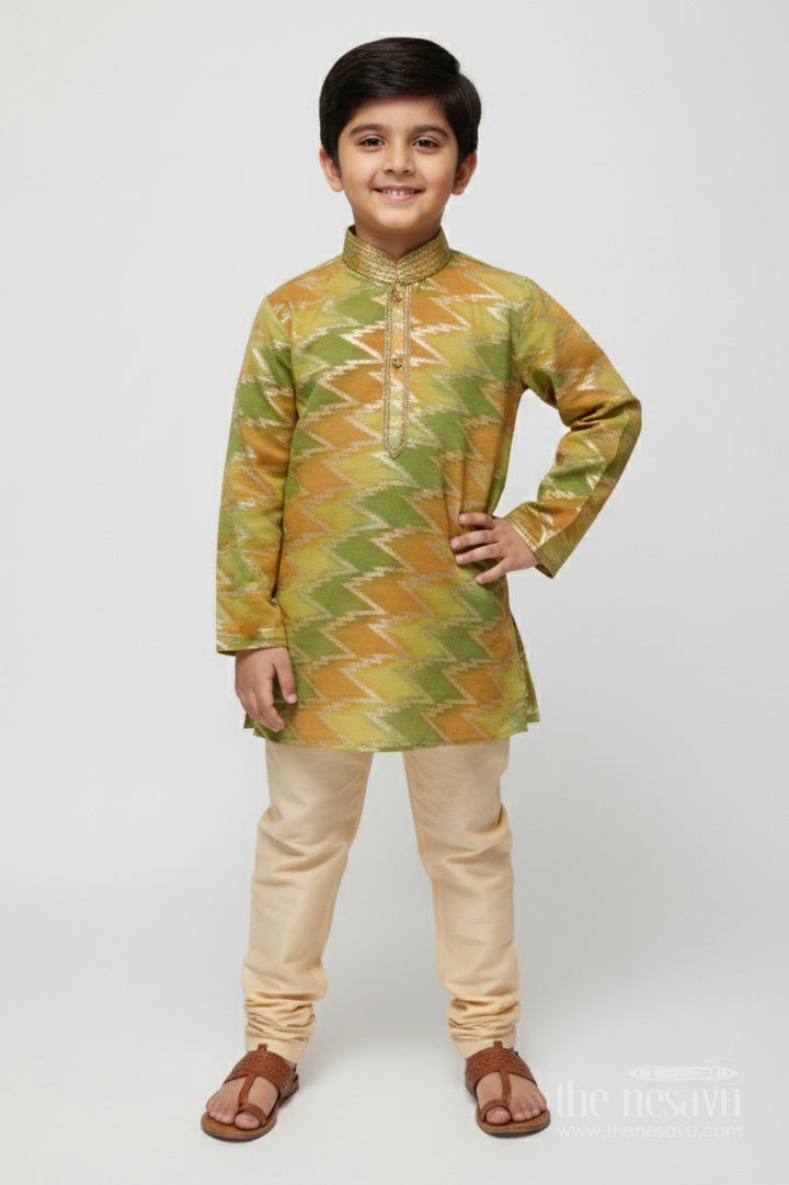 Traditional Banarasi Weave Boys Kurta Set for Cultural and Festive Wear