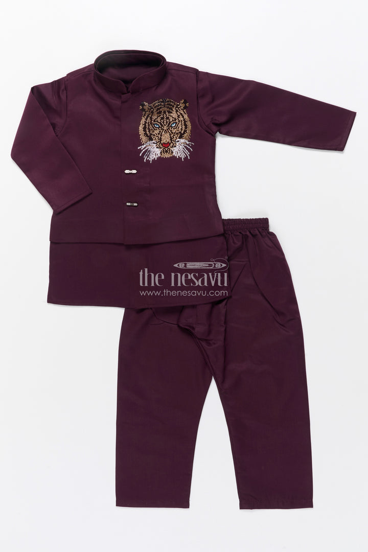 Boys Kurta Set with Embellished Jacket for Weddings and Festive Wear