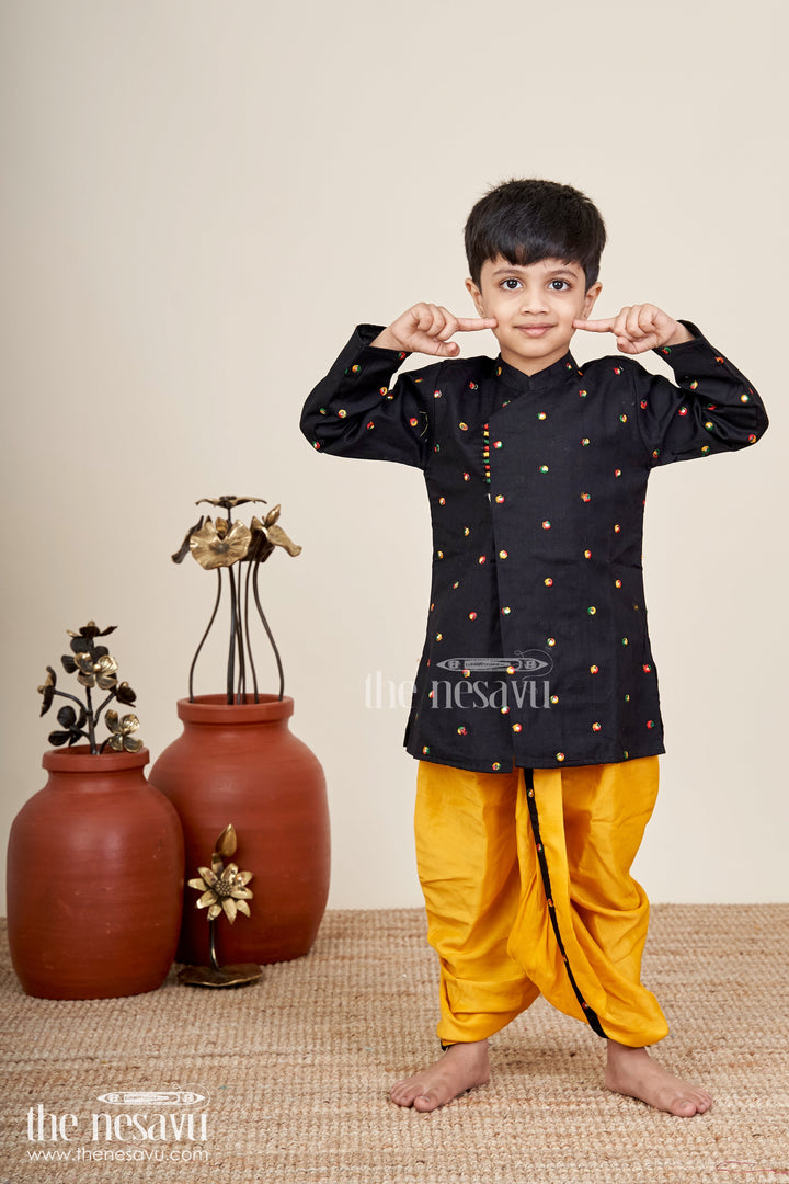 Boys traditional dothi set with embroidered kurta