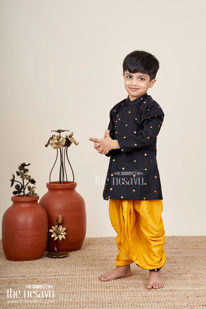Boys traditional dothi set with embroidered kurta