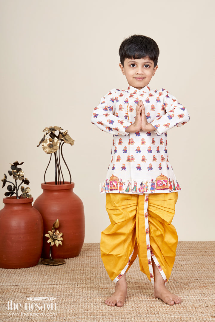 Boys dothi kurta set with cultural digital print design