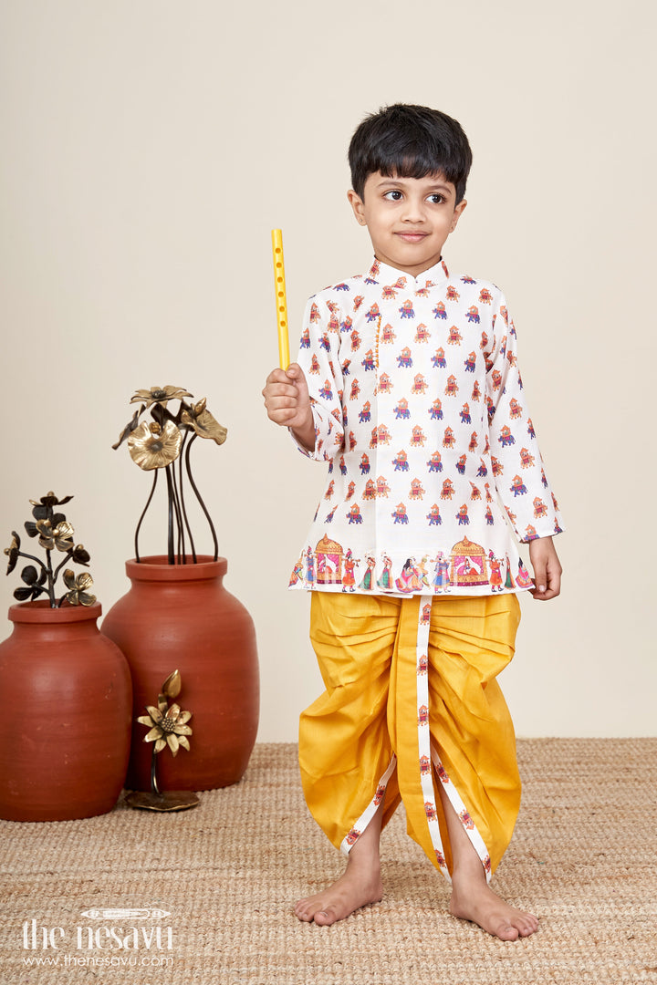 Boys dothi kurta set with cultural digital print design