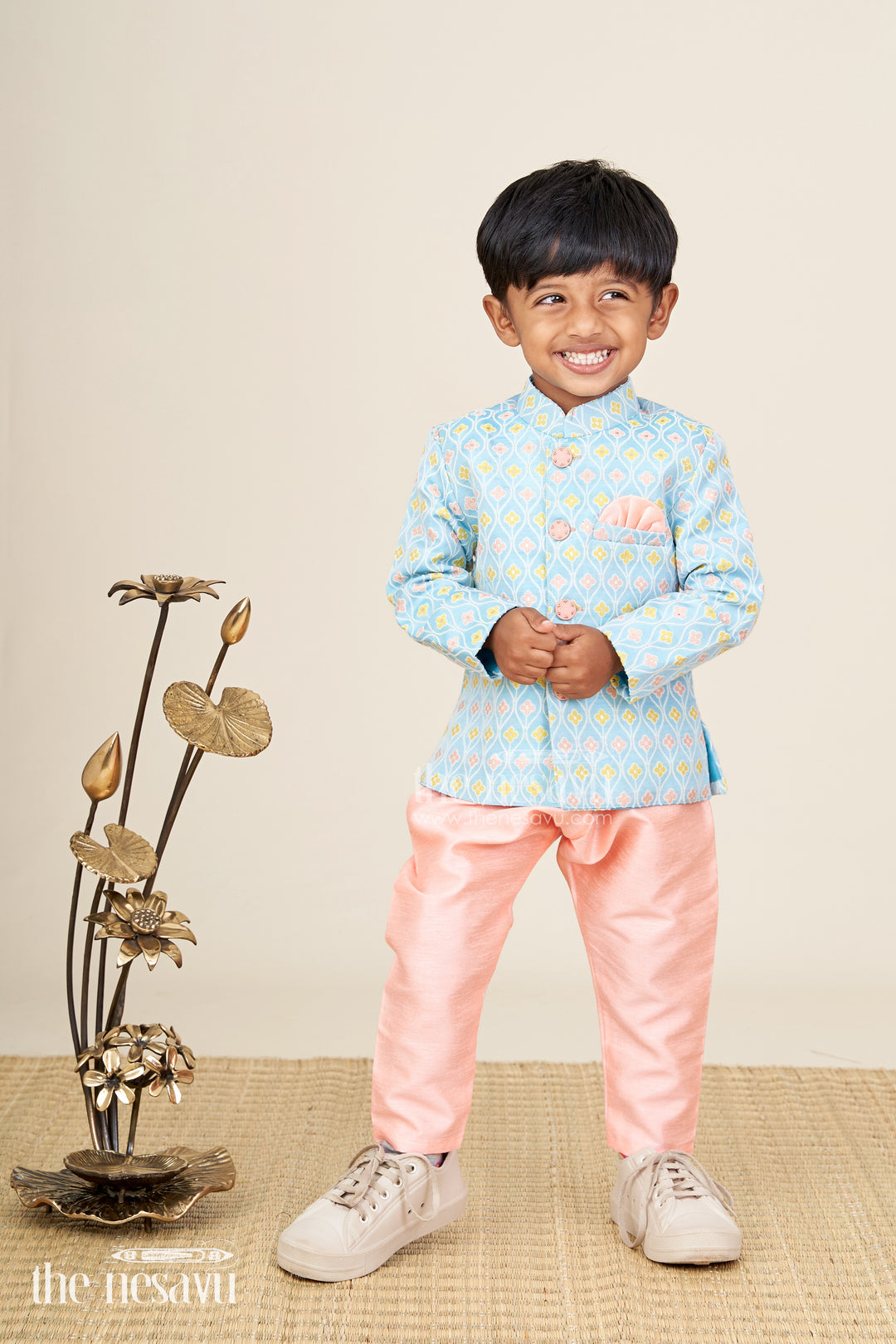 Toddler boys silk blend dothi set for weddings and festive occasions