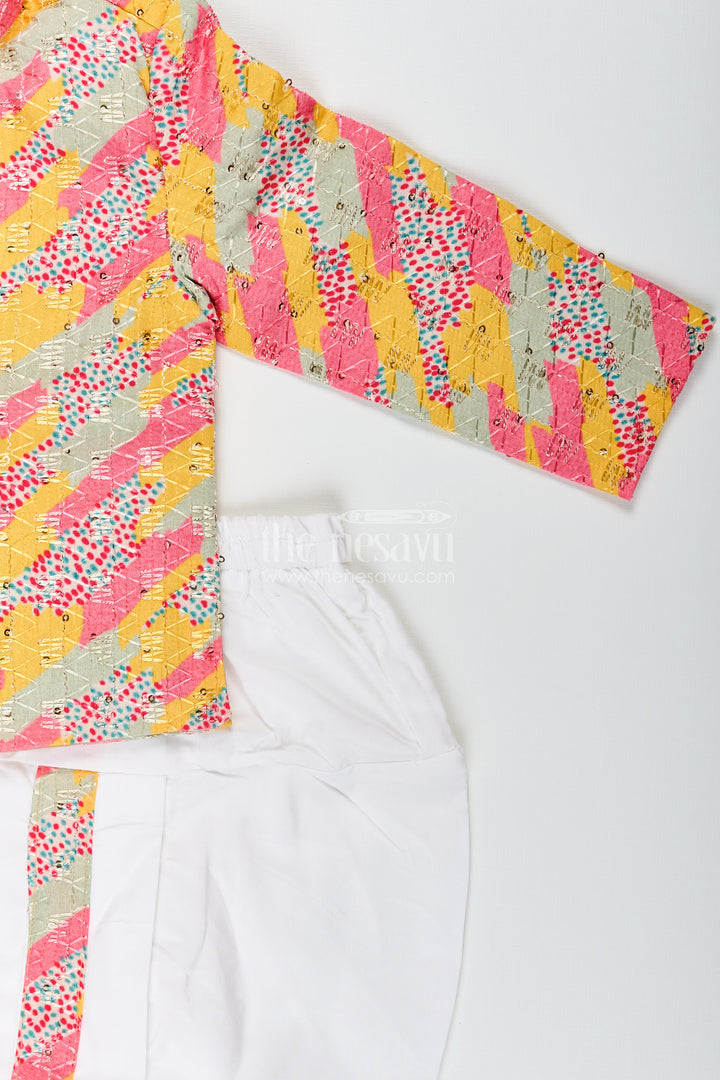 Toddler boys multicolor printed cotton blend dothi set for cultural events