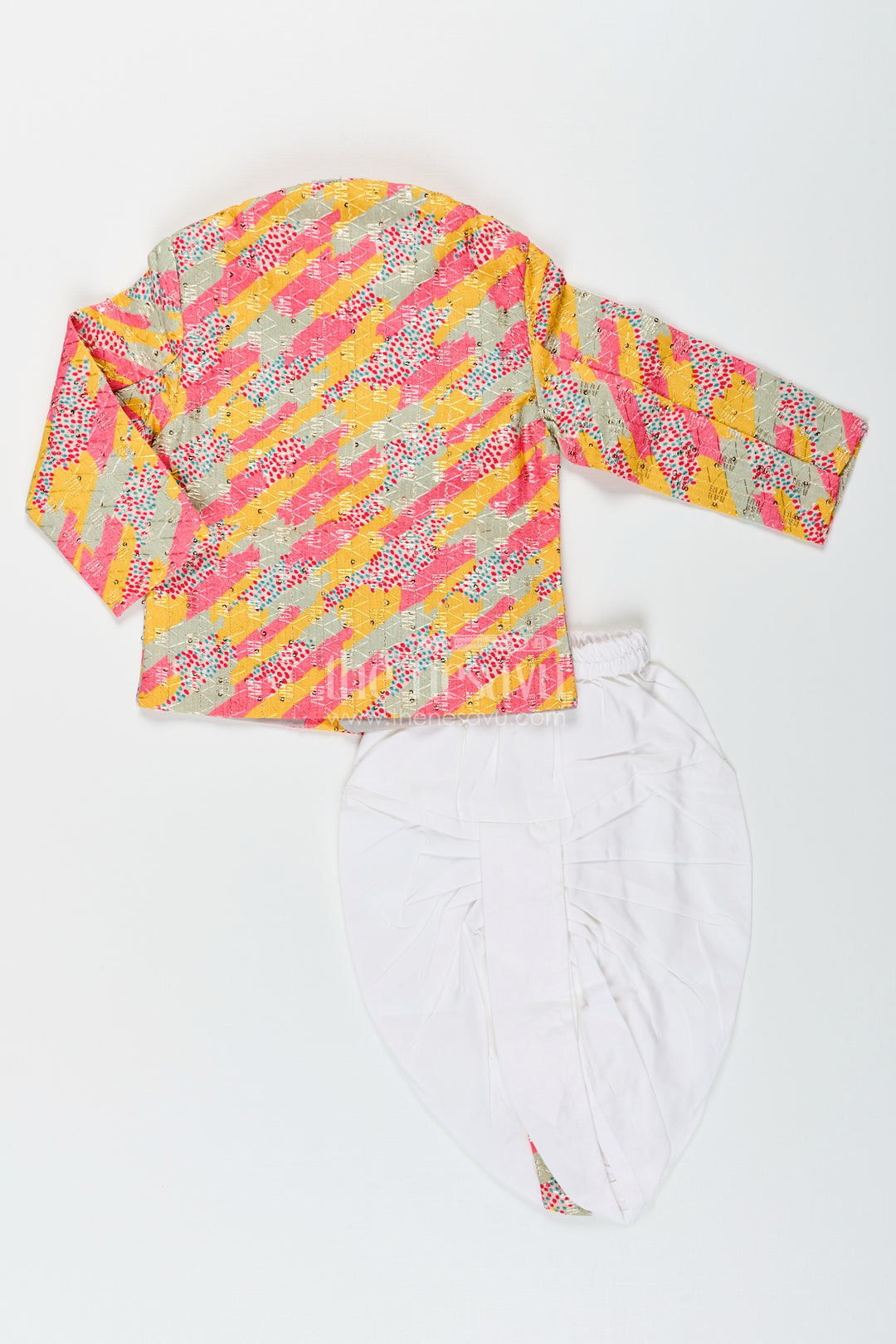 Toddler boys multicolor printed cotton blend dothi set for cultural events