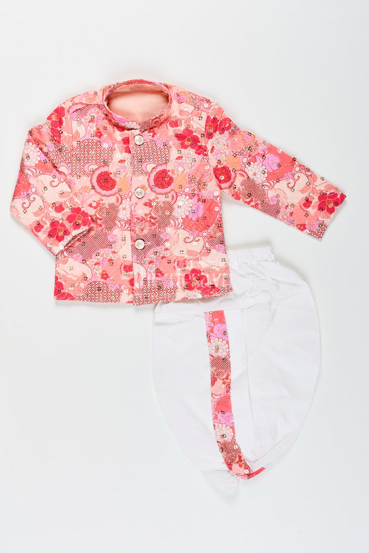 Toddler boys pastel printed cotton blend dothi set for festive celebrations