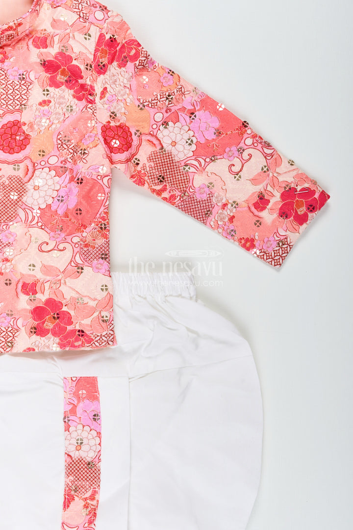 Toddler boys pastel printed cotton blend dothi set for festive celebrations