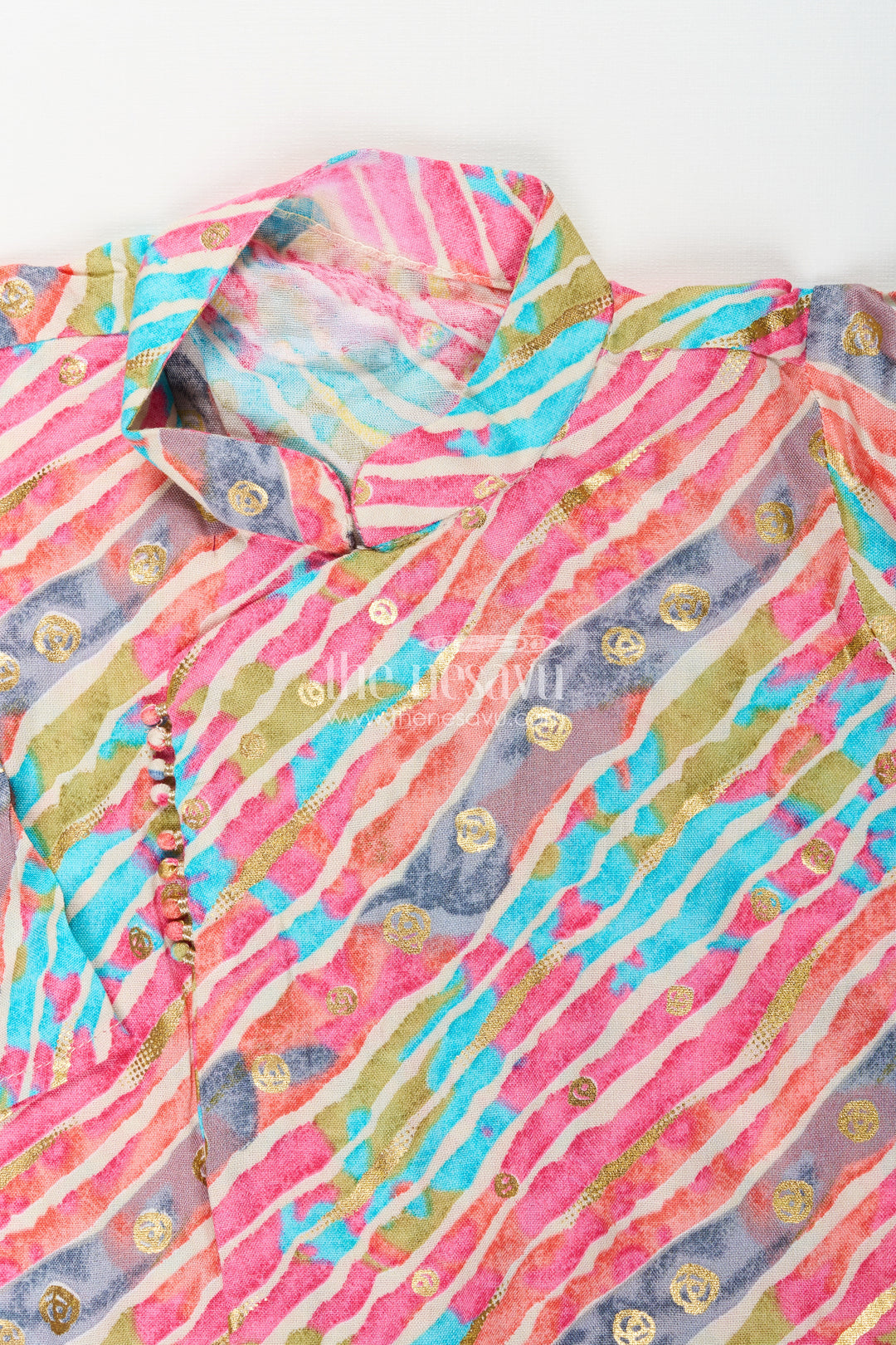 Boys multicolor brush stroke kurta and ivory dhoti set