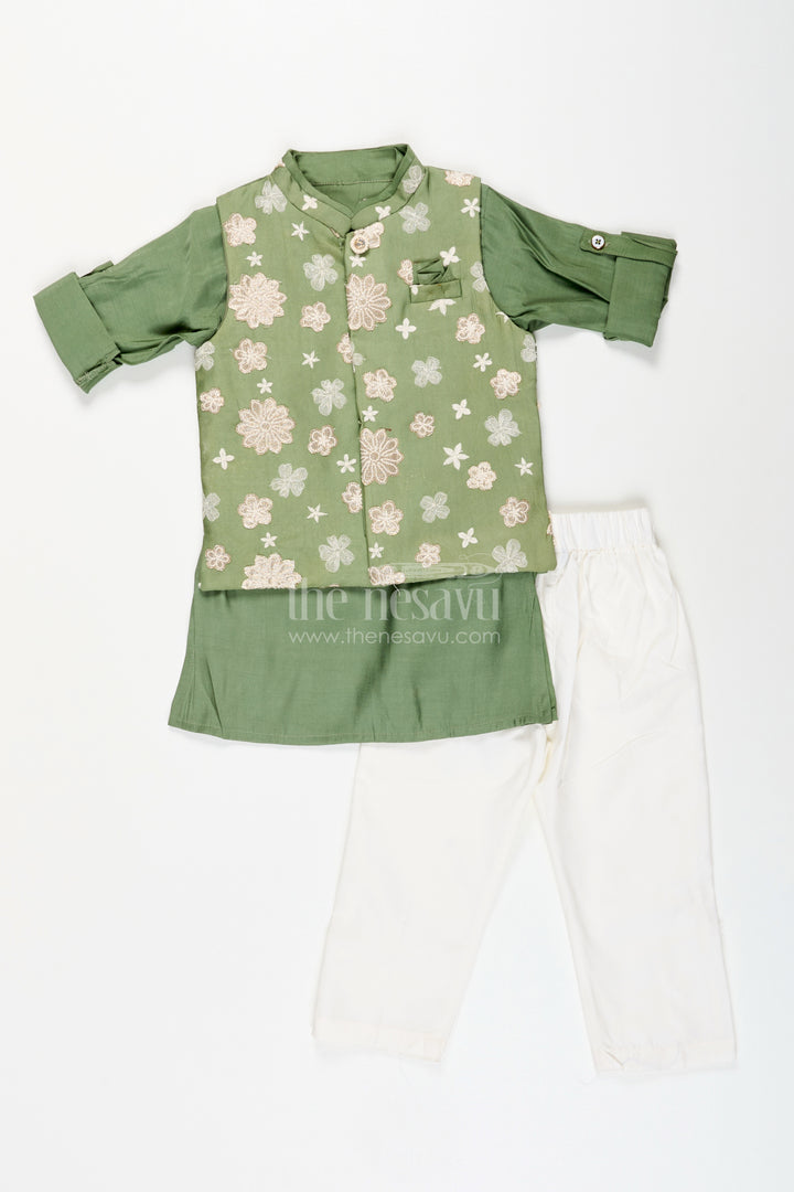 Toddler boys jacket kurta set for festive and family functions
