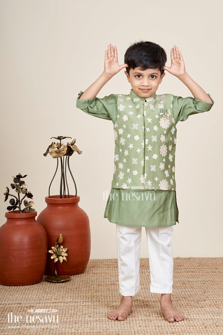 Toddler boys jacket kurta set for festive and family functions