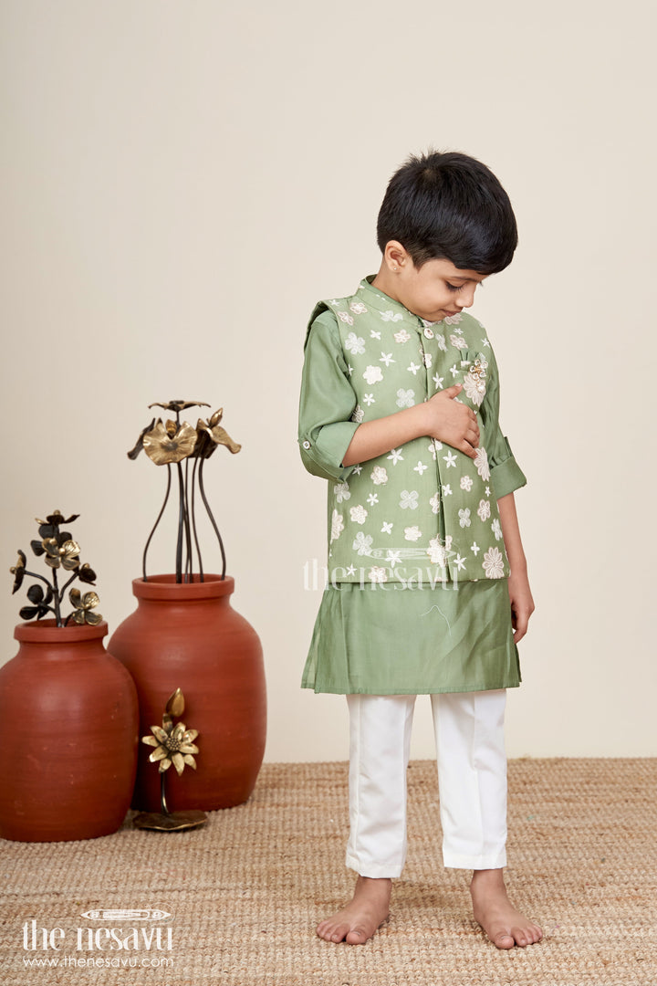Toddler boys jacket kurta set for festive and family functions