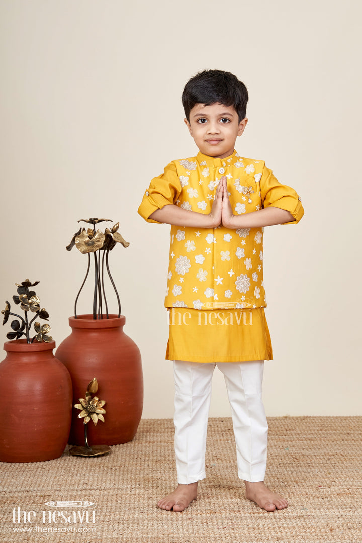 Boys ethnic jacket and kurta pant set for traditional occasions