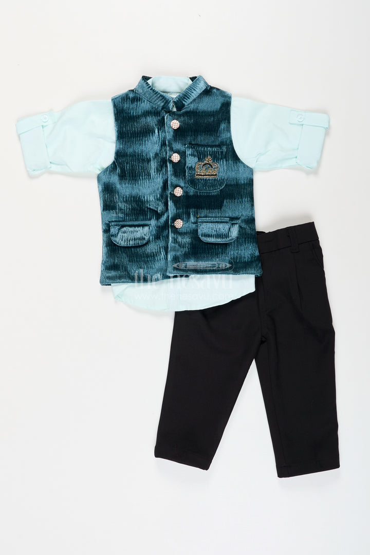 Velvet jacket set for boys for weddings and festive events