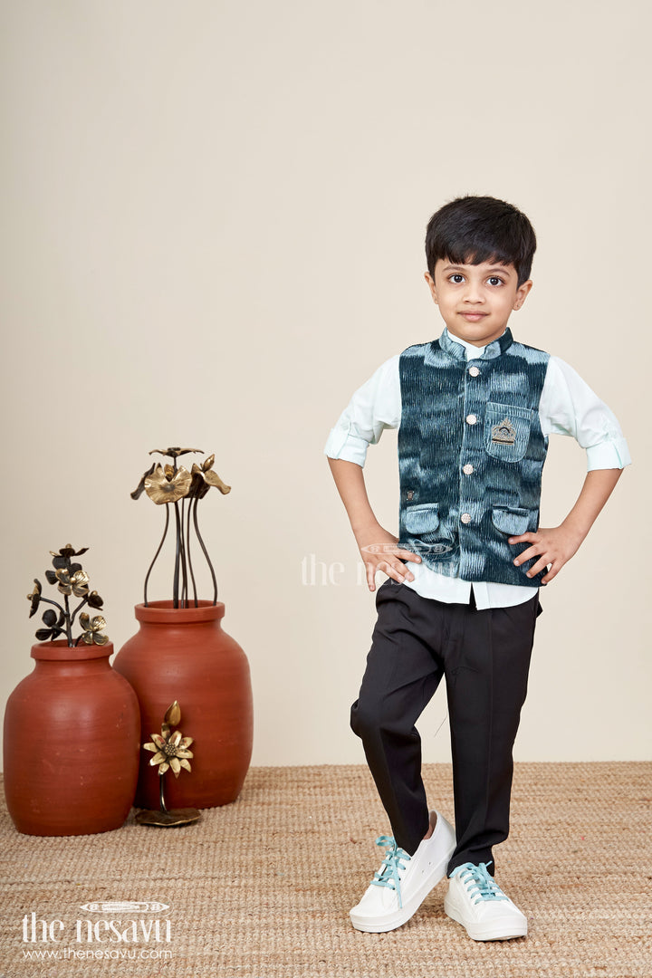 Velvet jacket set for boys for weddings and festive events