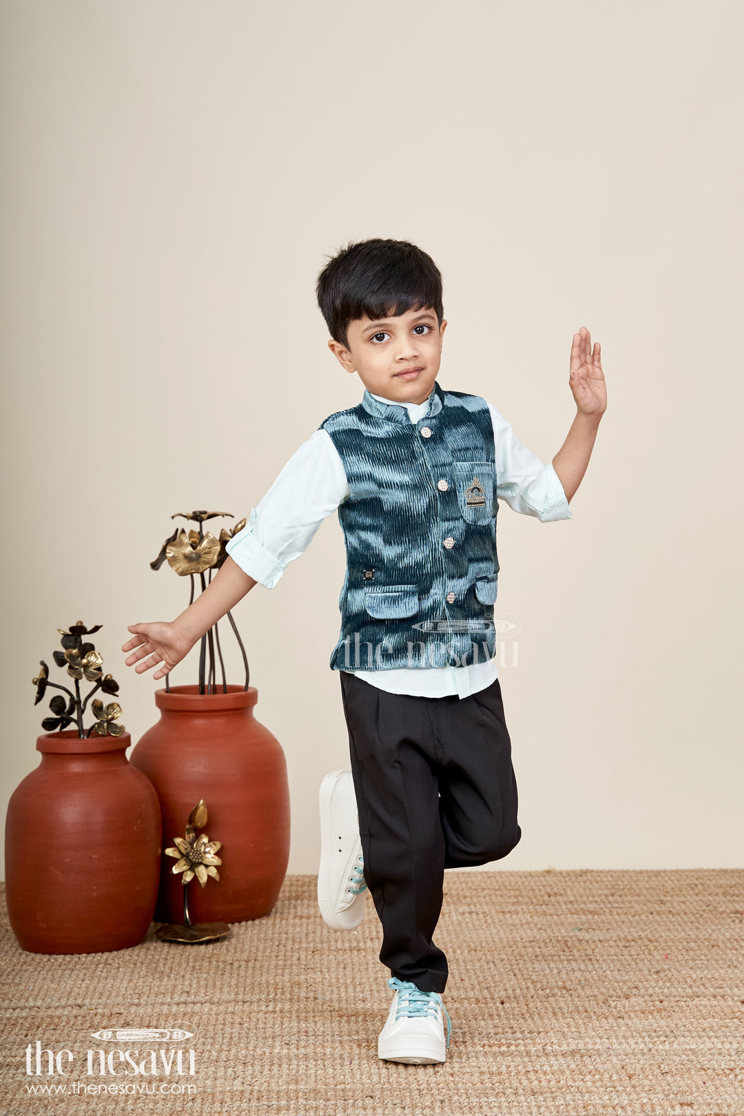 Velvet jacket set for boys for weddings and festive events