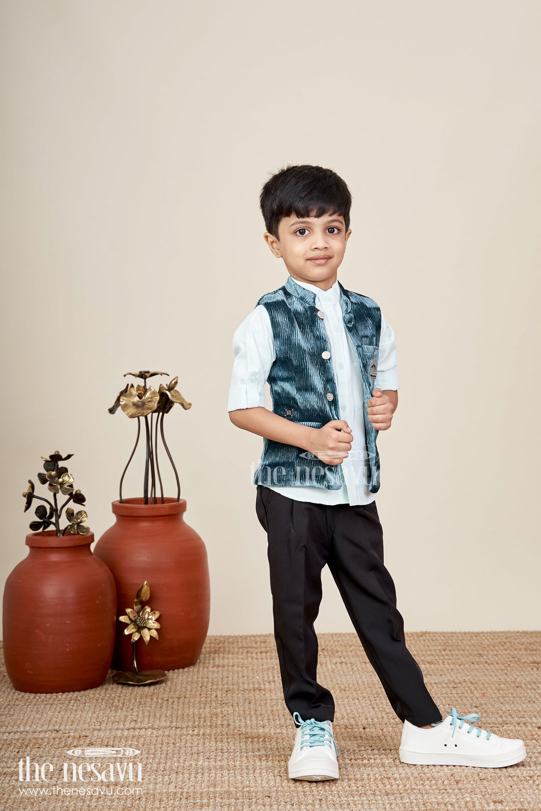 Velvet jacket set for boys for weddings and festive events