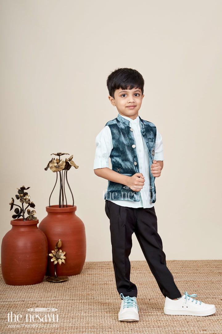 Velvet jacket set for boys for weddings and festive events