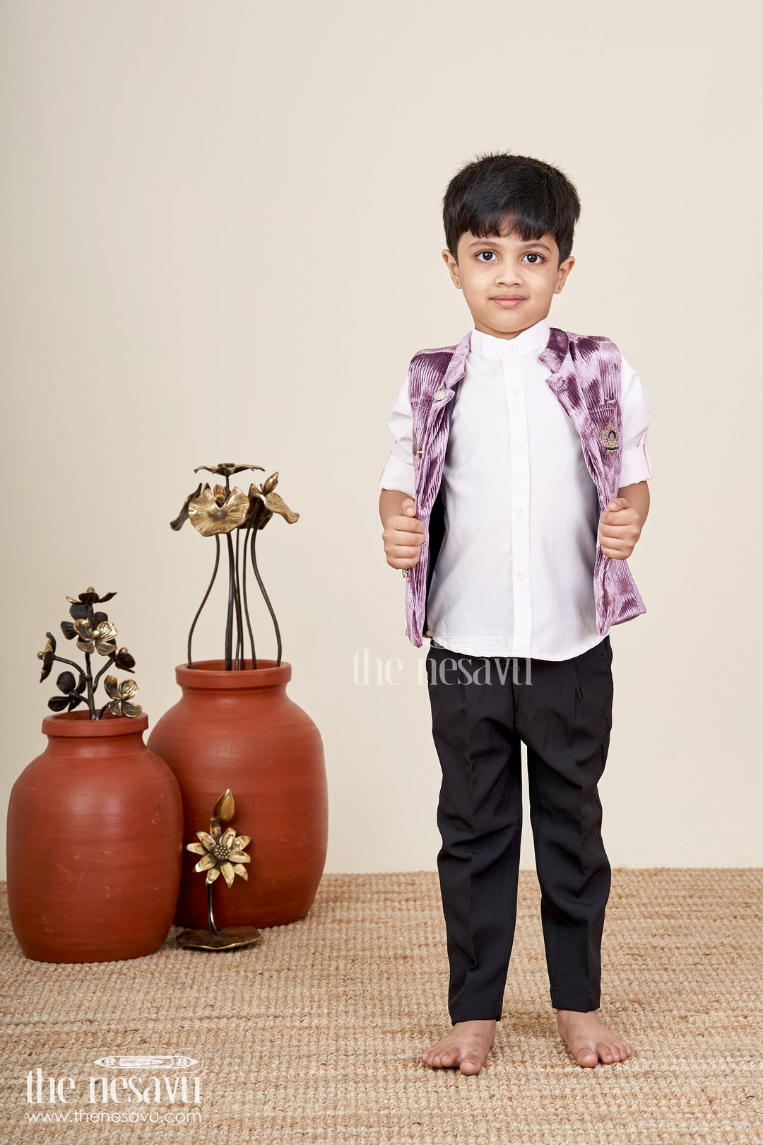 Fancy velvet jacket set for toddler boys for special occasions