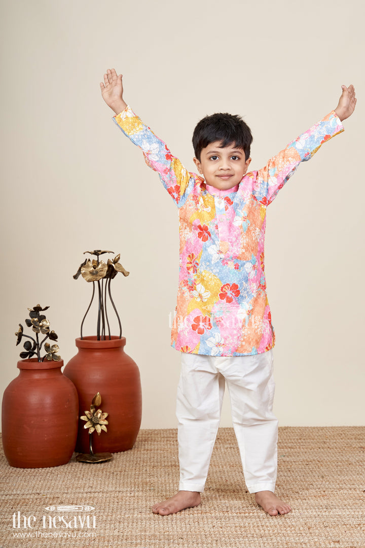 Kids ethnic kurta set with vibrant prints for celebrations
