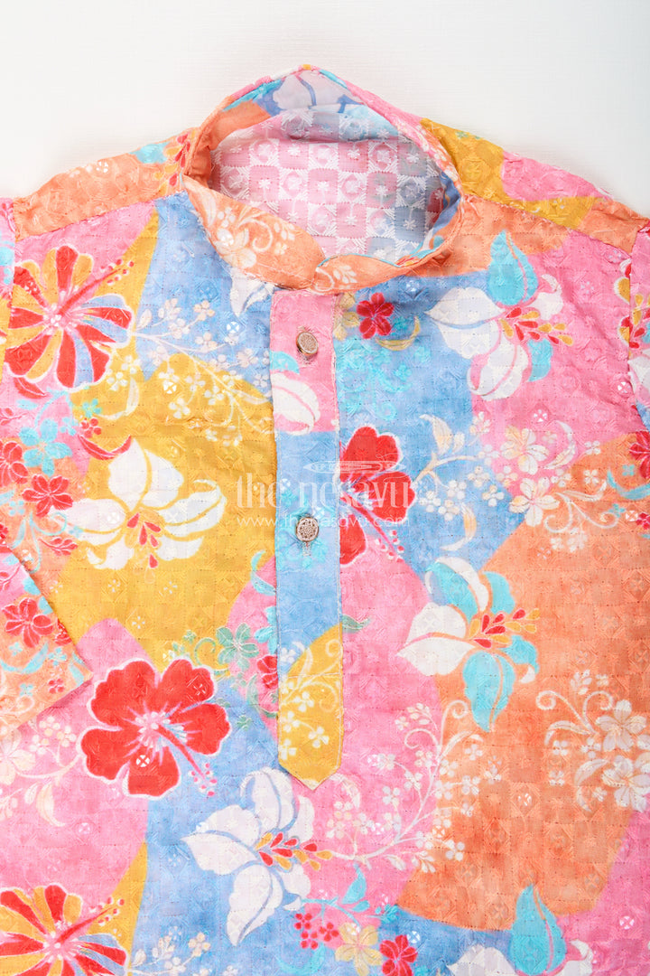 Kids ethnic kurta set with vibrant prints for celebrations