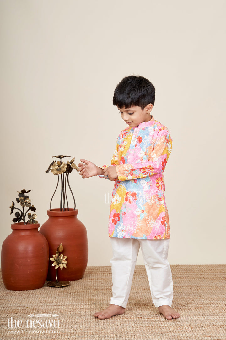 Kids ethnic kurta set with vibrant prints for celebrations