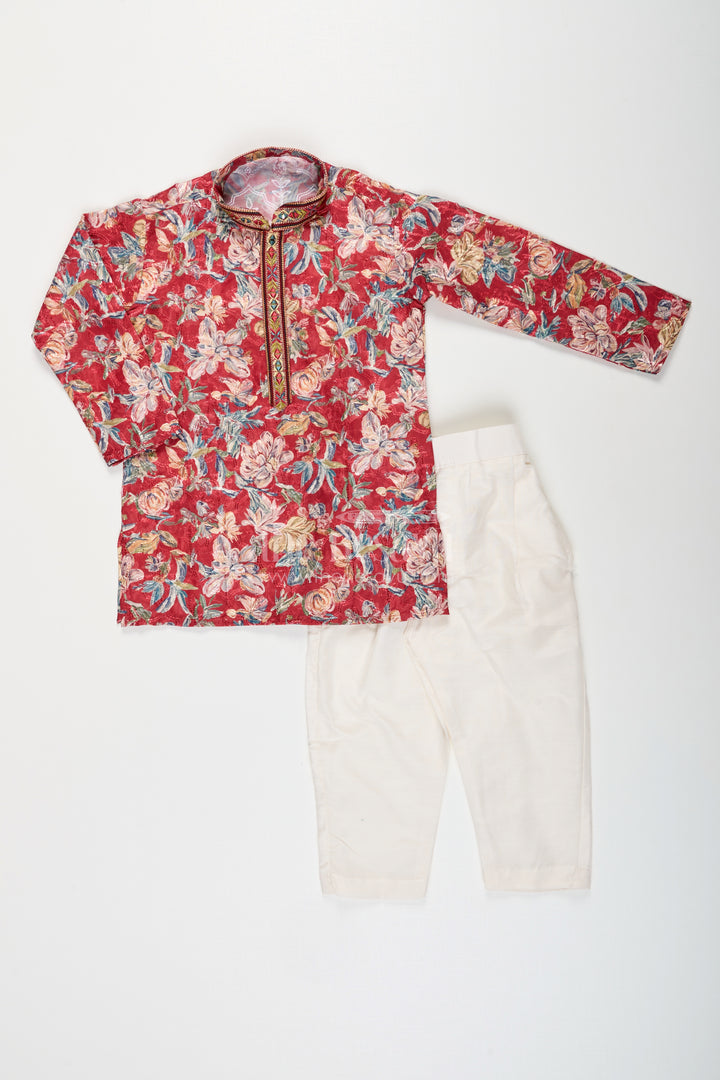 Toddler boys floral kurta set for weddings and traditional events
