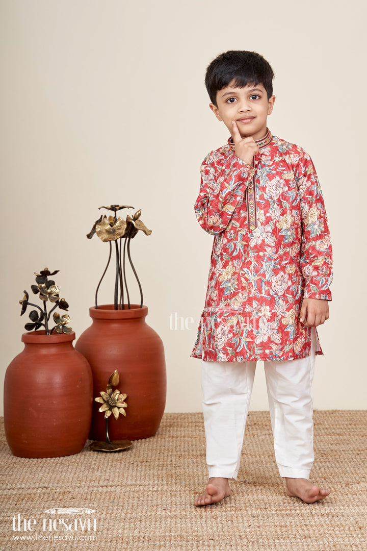 Toddler boys floral kurta set for weddings and traditional events