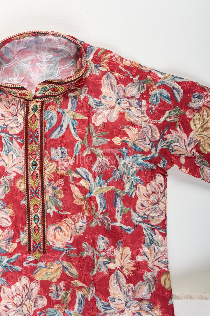 Toddler boys floral kurta set for weddings and traditional events