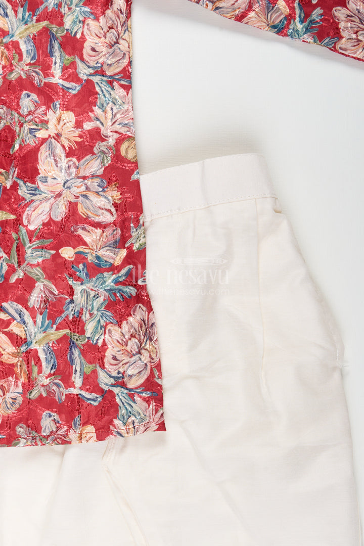 Toddler boys floral kurta set for weddings and traditional events
