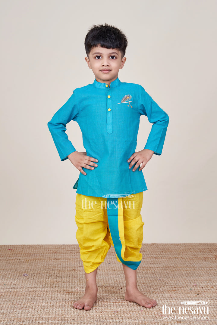 Boys Cotton Dhoti Set for Traditional School Events and Poojas