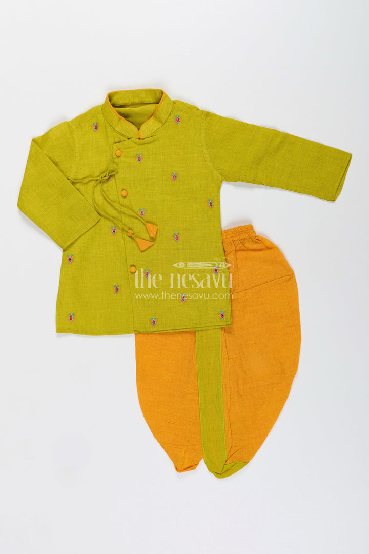 Toddler boys embroidered dhoti set for festive and cultural functions