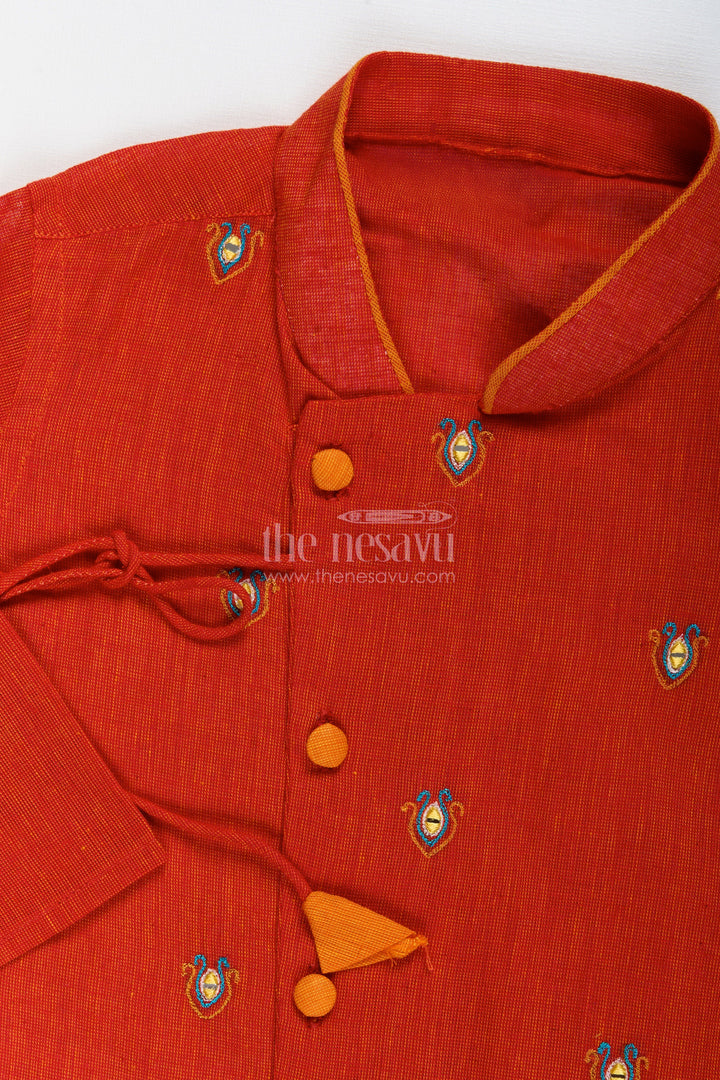 Boys cotton dhoti kurta set with embroidery for festivals and ethnic day