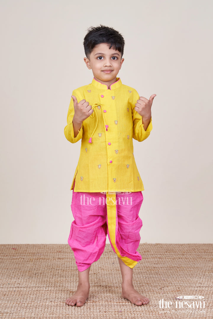 Boys Embroidered Dhoti Set for Festive Functions and Cultural Dressing