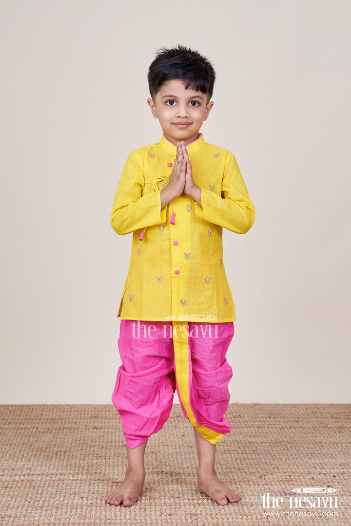 Boys Embroidered Dhoti Set for Festive Functions and Cultural Dressing