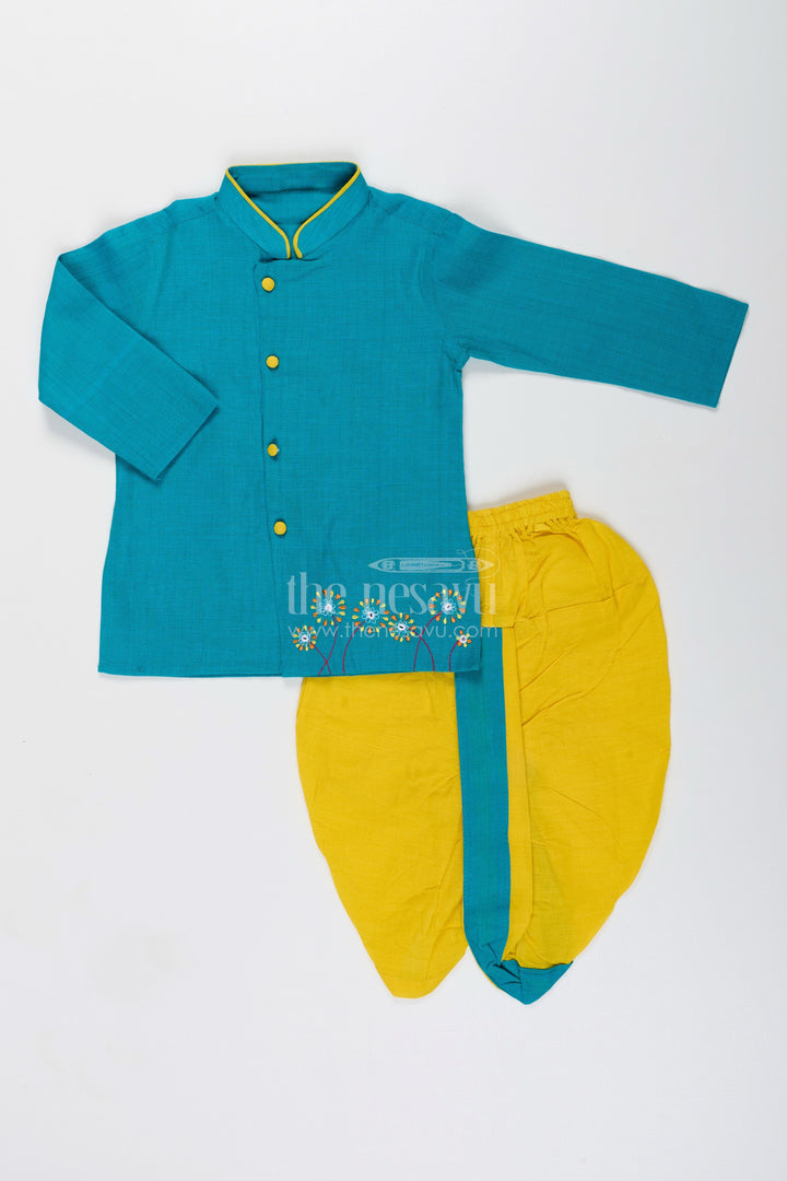 Boys cotton dhoti kurta set with embroidery for cultural school celebrations
