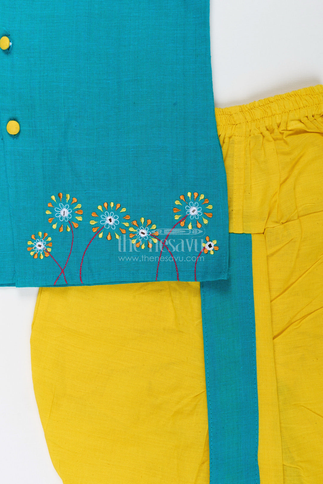 Boys cotton dhoti kurta set with embroidery for cultural school celebrations
