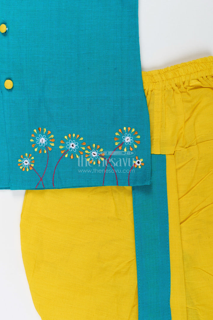 Boys cotton dhoti kurta set with embroidery for cultural school celebrations