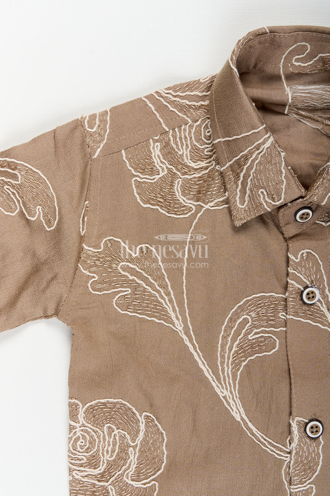 Boys floral embroidered cotton shirt with trousers stylish everyday wear